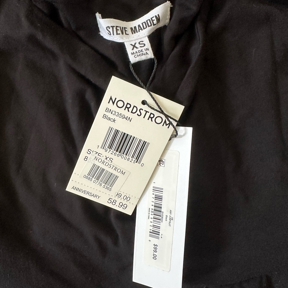 Steve Madden Square Neck Wide Leg Black Jumpsuit - Picture 4 of 4
